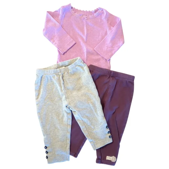CARTER'S 3 Piece Purple And Grey Outfit Set - Picture 1 of 5